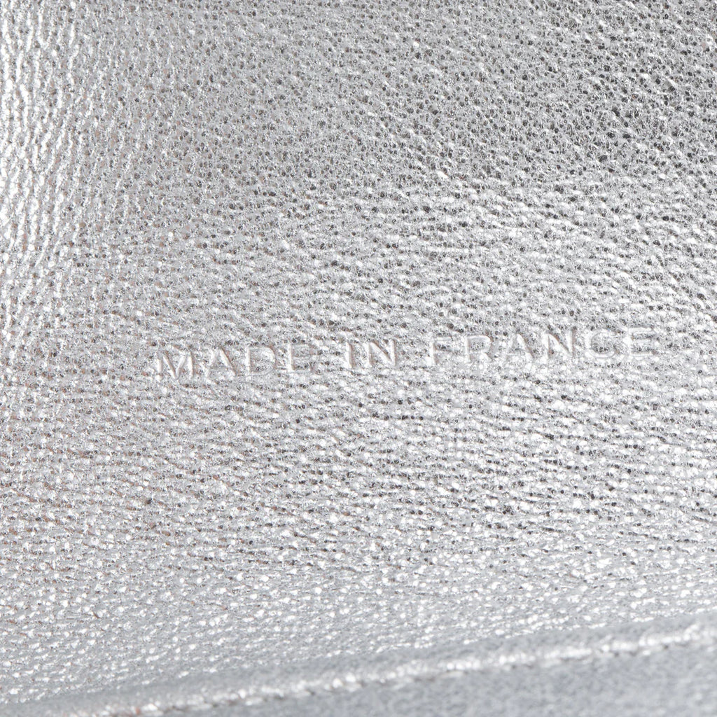 2021 Silver Metallic Quilted Lambskin Leather Compact Wallet