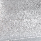 2021 Silver Metallic Quilted Lambskin Leather Compact Wallet