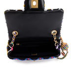 2022 Diamond Threaded Tweed CC Pearl Crush Square Mini Flap Bag