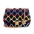 2022 Diamond Threaded Tweed CC Pearl Crush Square Mini Flap Bag