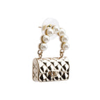 2022 Gold Plated Faux Pearl Purse Drop Earrings w/ Box