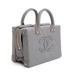 2022 Grey Quilted Calfskin Leather Coco Vault Small Vanity Case