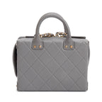 2022 Grey Quilted Calfskin Leather Coco Vault Small Vanity Case