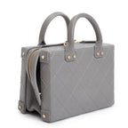 2022 Grey Quilted Calfskin Leather Coco Vault Small Vanity Case