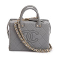 2022 Grey Quilted Calfskin Leather Coco Vault Small Vanity Case