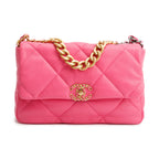 2022 Pink Lambskin Leather Large 19 Flap Bag w/ Box &amp; Receipt