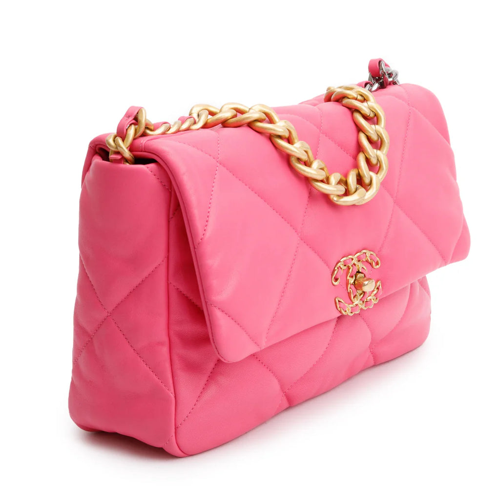 2022 Pink Lambskin Leather Large 19 Flap Bag w/ Box &amp; Receipt