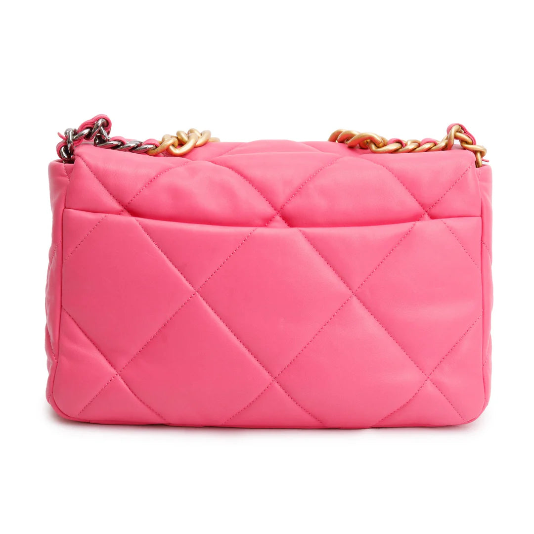 2022 Pink Lambskin Leather Large 19 Flap Bag w/ Box &amp; Receipt