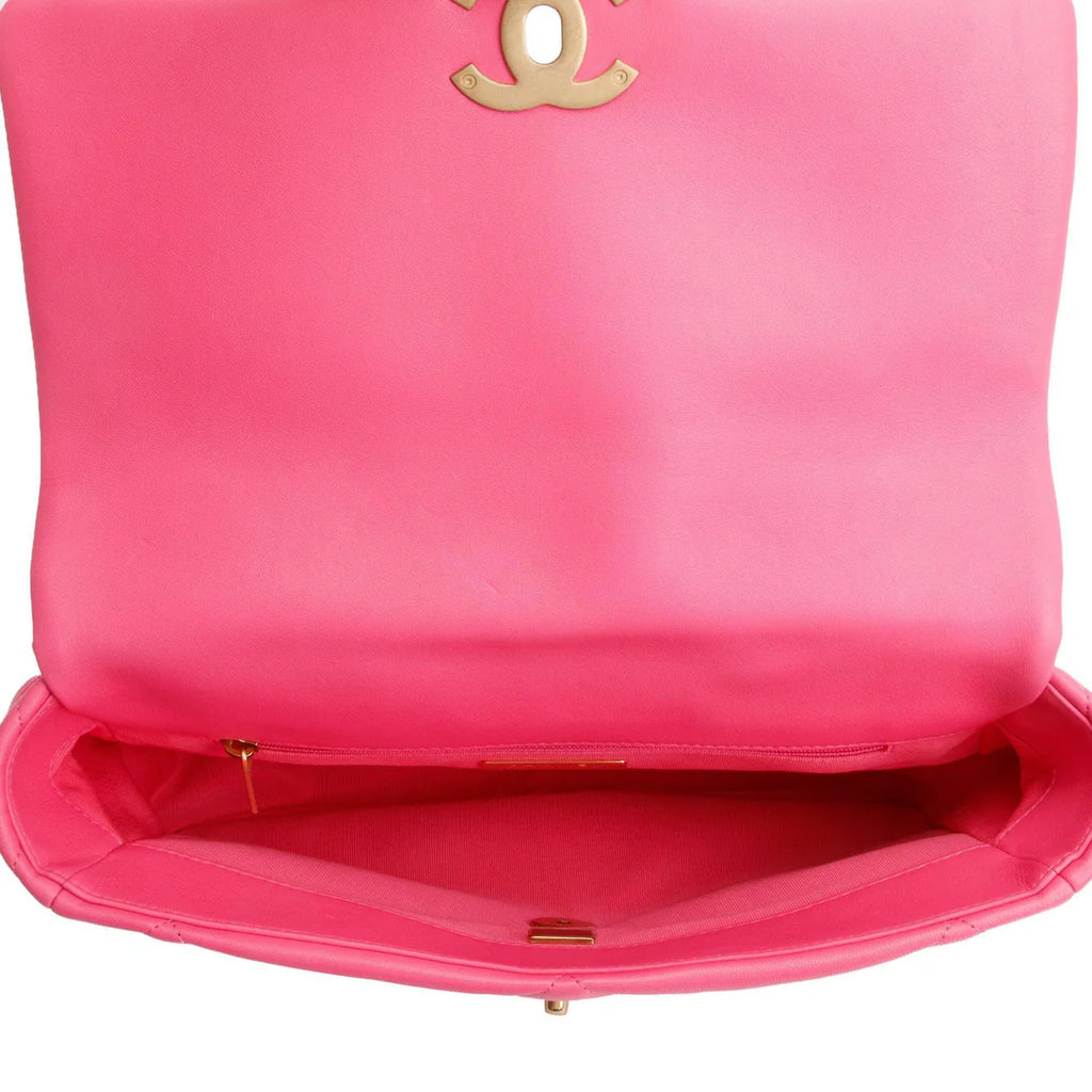 2022 Pink Lambskin Leather Large 19 Flap Bag w/ Box &amp; Receipt