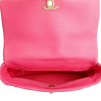 2022 Pink Lambskin Leather Large 19 Flap Bag w/ Box &amp; Receipt