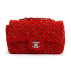 2022 Red Tweed Classic Mini Rectangular Flap Bag