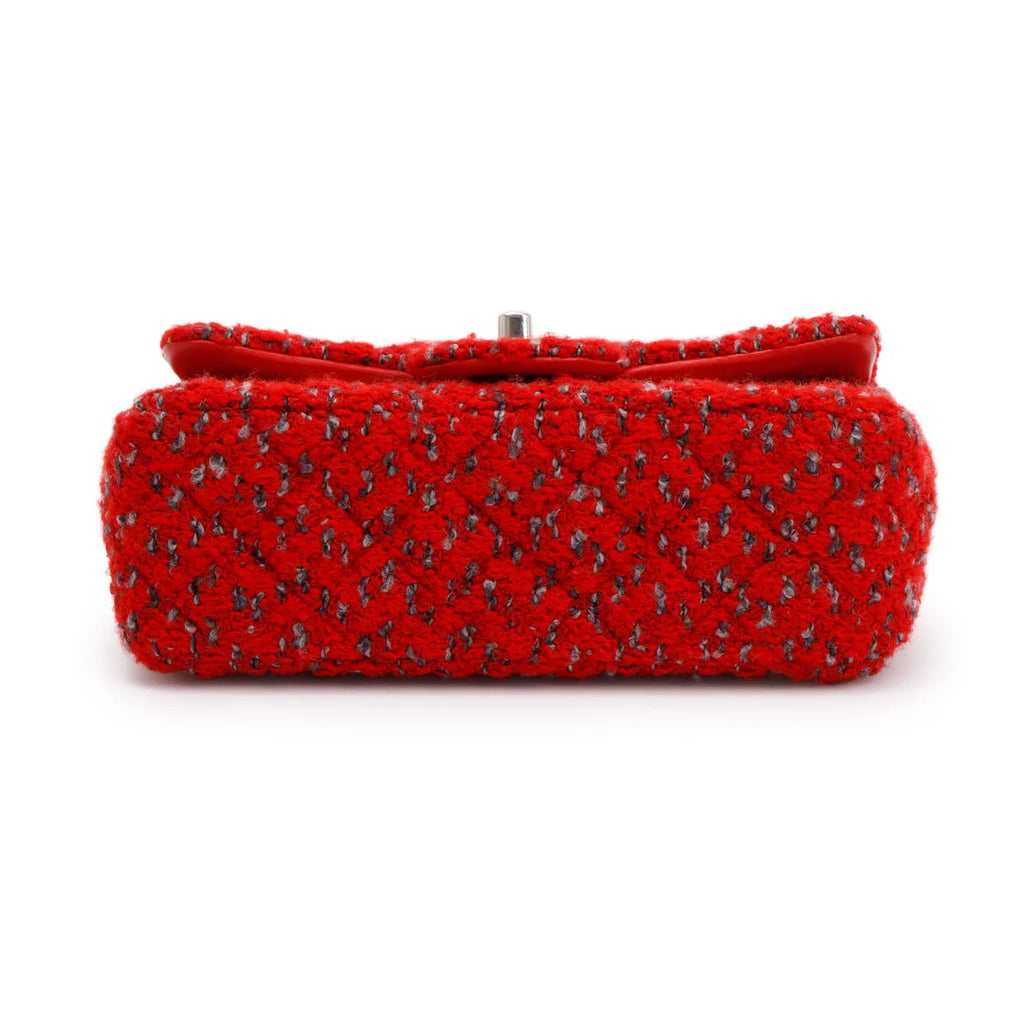 2022 Red Tweed Classic Mini Rectangular Flap Bag