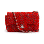 2022 Red Tweed Classic Mini Rectangular Flap Bag