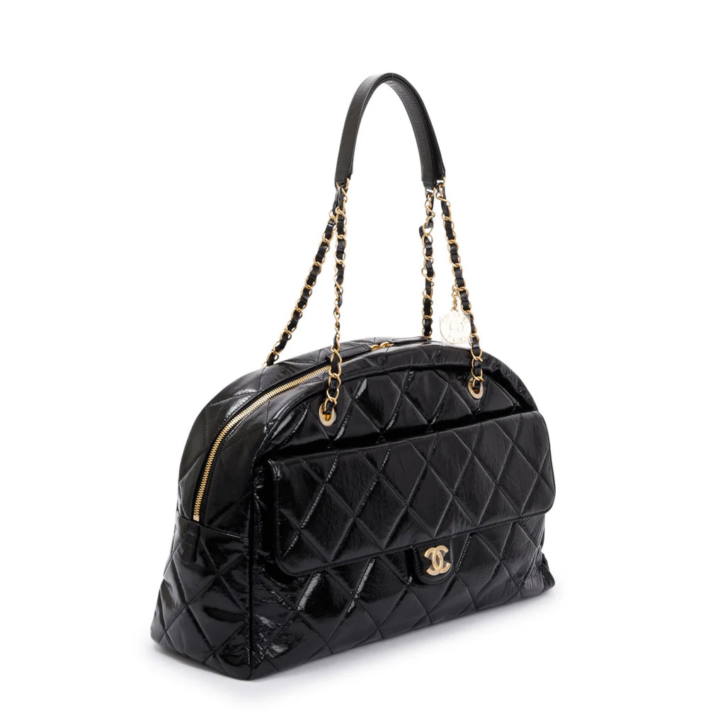 2023 Black Patent Leather Maxi Bowling Bag