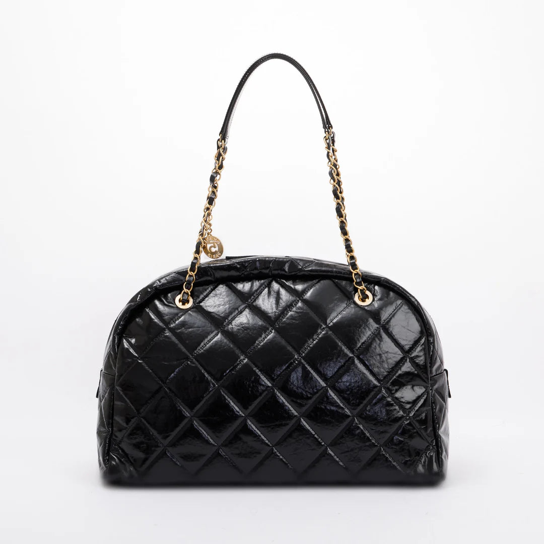 2023 Black Patent Leather Maxi Bowling Bag