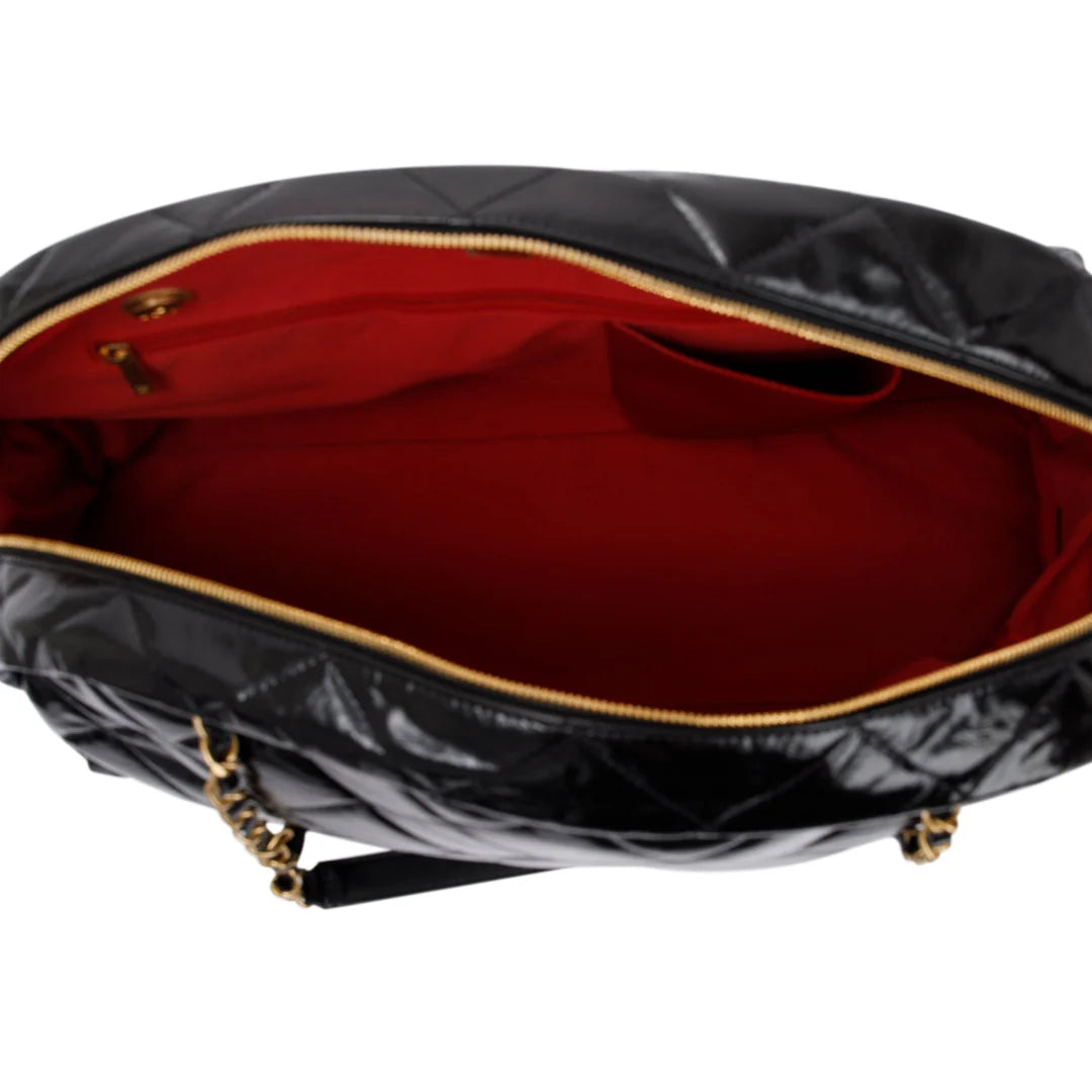 2023 Black Patent Leather Maxi Bowling Bag