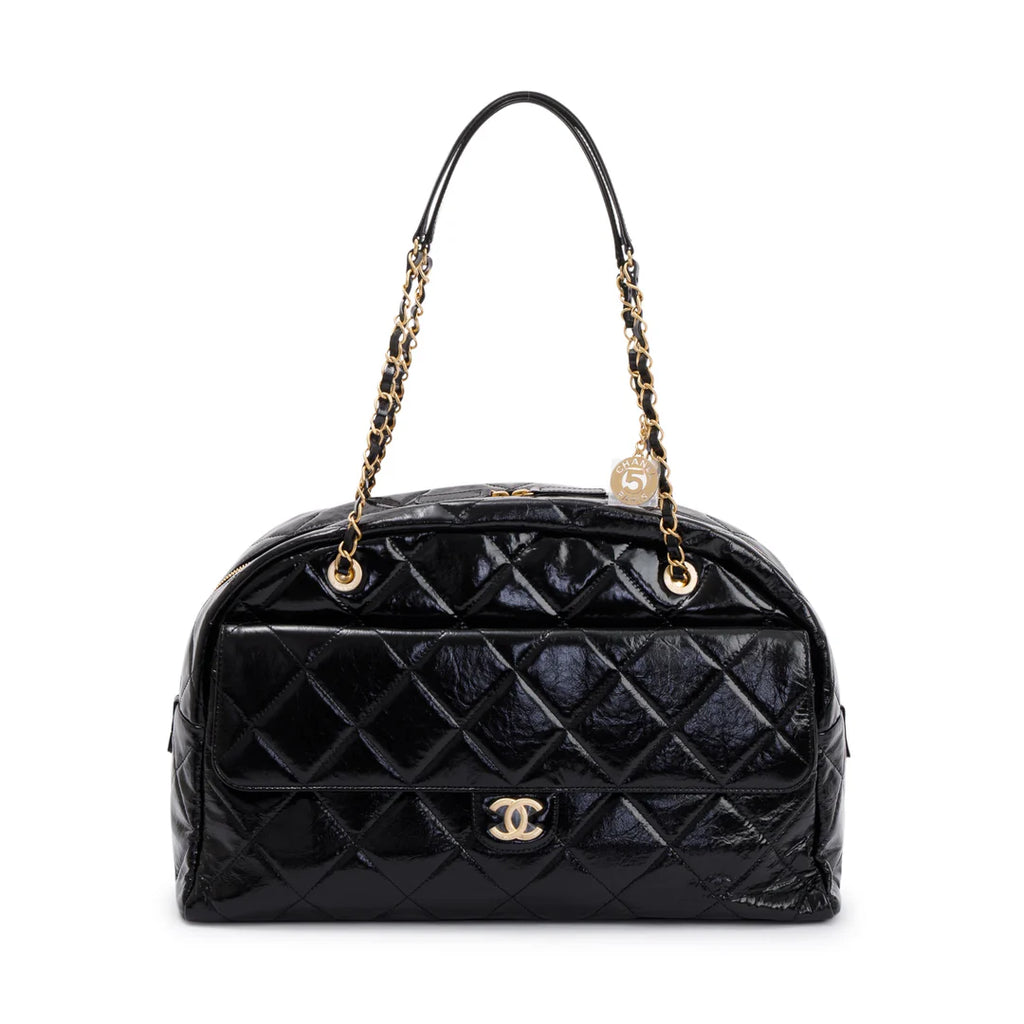 2023 Black Patent Leather Maxi Bowling Bag