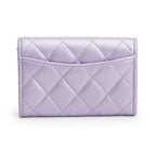 2023 Purple Iridescent Lambskin Leather Classic Flap Card Holder