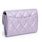 2023 Purple Iridescent Lambskin Leather Classic Flap Card Holder