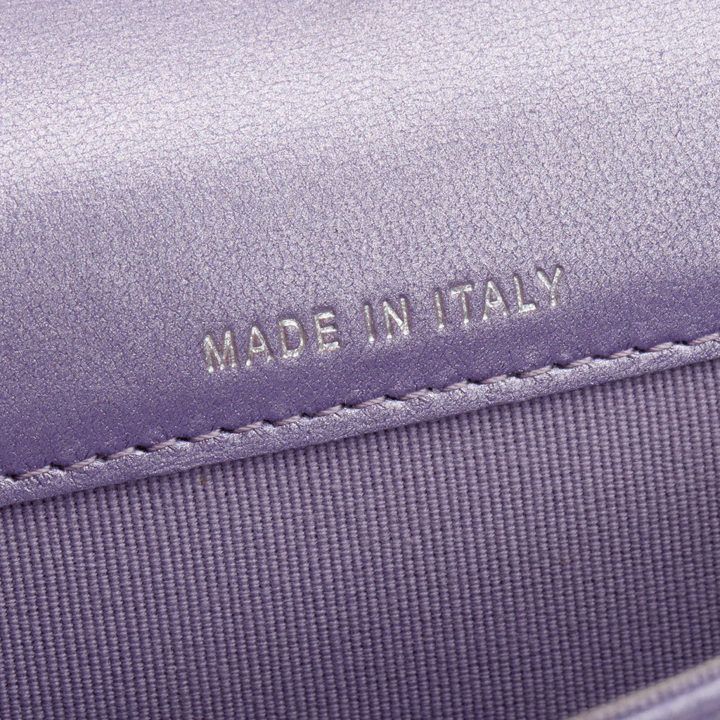 2023 Purple Iridescent Lambskin Leather Classic Flap Card Holder