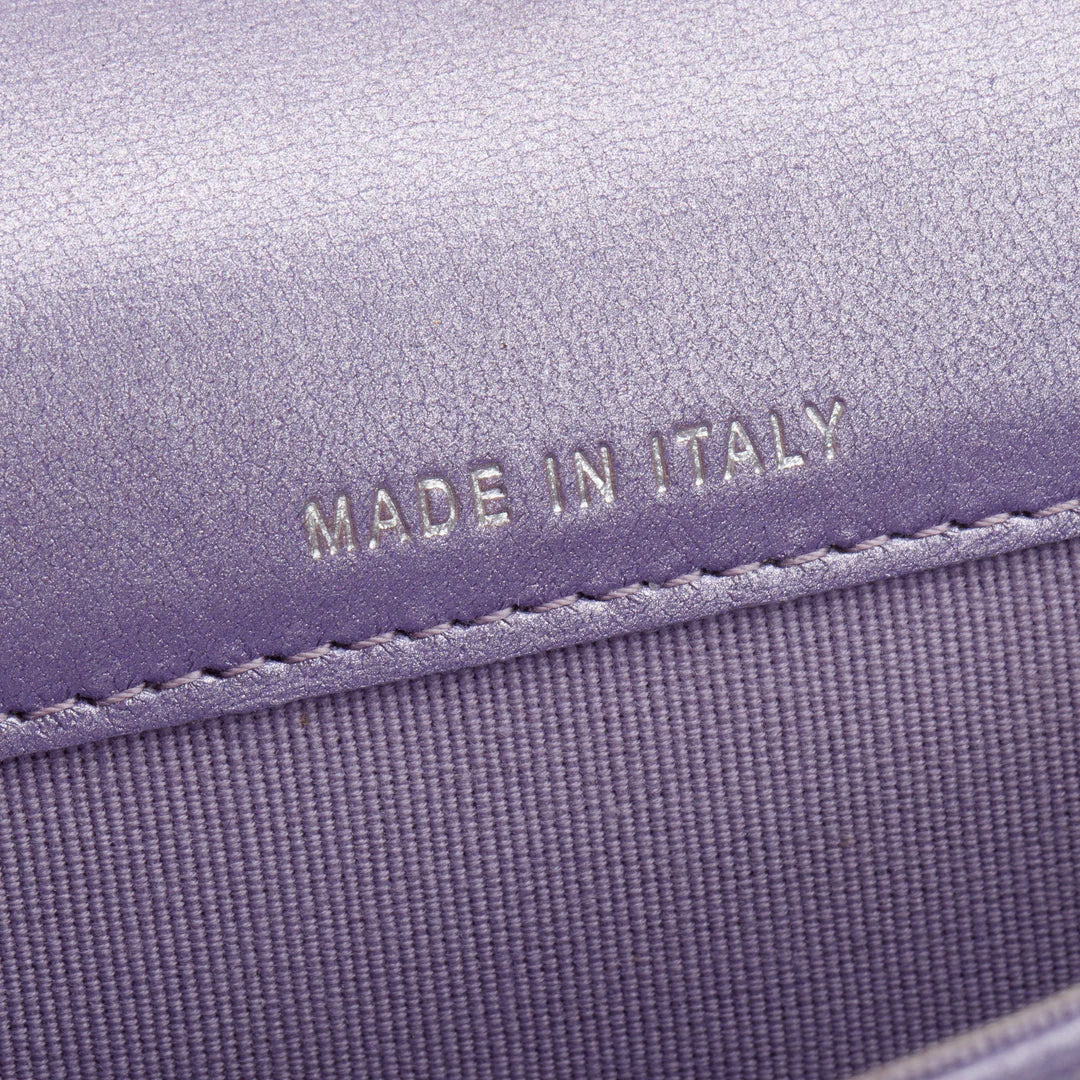 2023 Purple Iridescent Lambskin Leather Classic Flap Card Holder