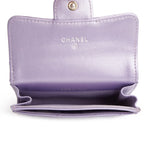 2023 Purple Iridescent Lambskin Leather Classic Flap Card Holder