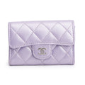 2023 Purple Iridescent Lambskin Leather Classic Flap Card Holder