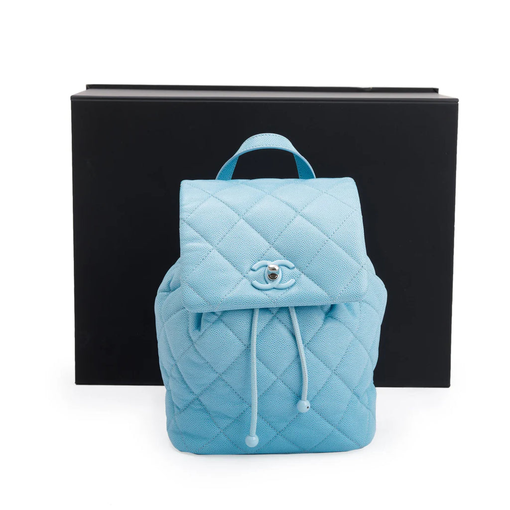 2024 Blue Quilted Caviar Leather Mini Backpack w/ Box