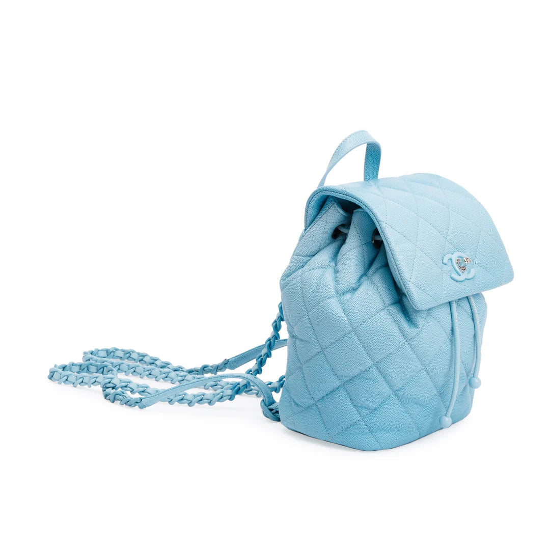 2024 Blue Quilted Caviar Leather Mini Backpack w/ Box