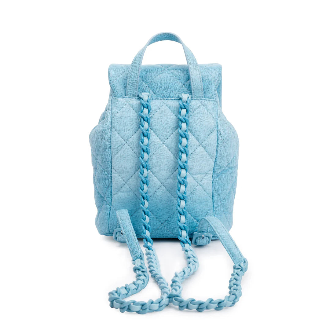 2024 Blue Quilted Caviar Leather Mini Backpack w/ Box