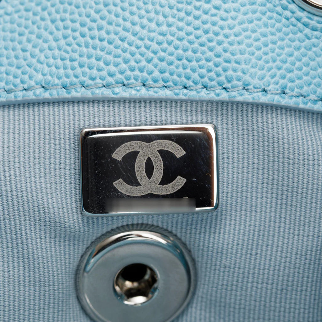 2024 Blue Quilted Caviar Leather Mini Backpack w/ Box