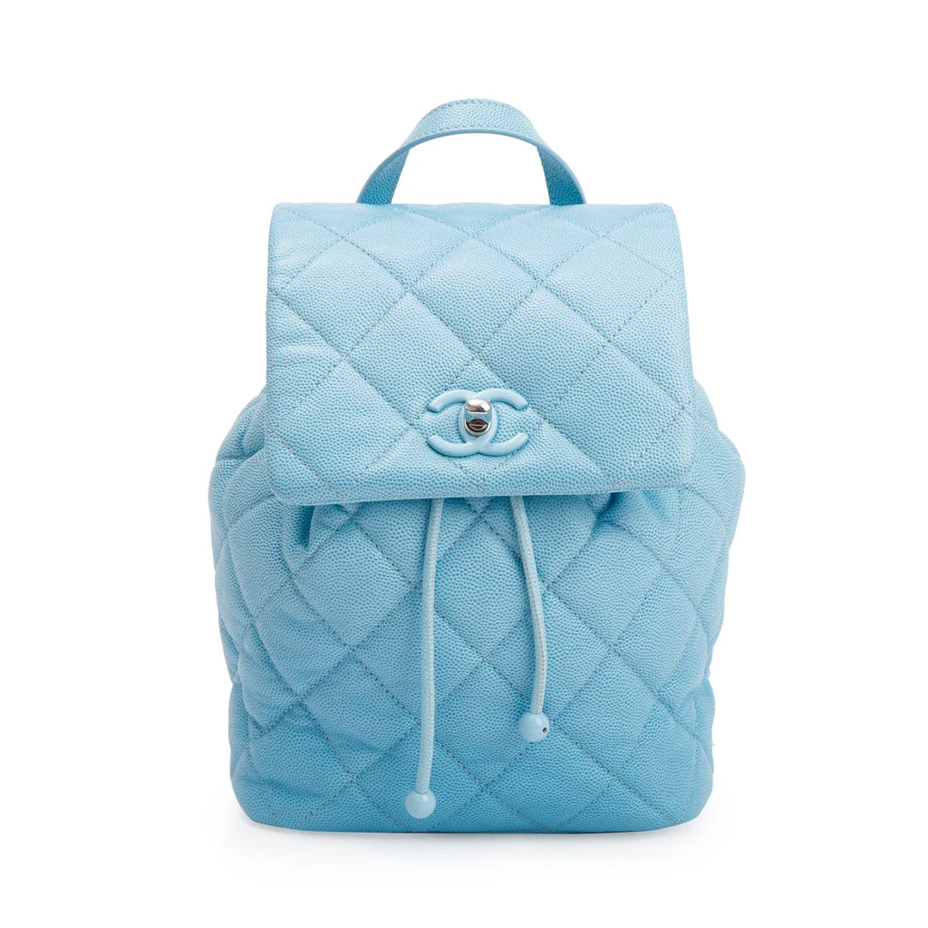 2024 Blue Quilted Caviar Leather Mini Backpack w/ Box