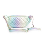 2024 Iridescent Rainbow Metallic Quilted Calfskin Leather Belt Bag w/ Box