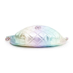 2024 Iridescent Rainbow Metallic Quilted Calfskin Leather Belt Bag w/ Box