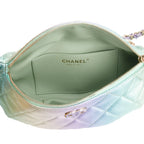 2024 Iridescent Rainbow Metallic Quilted Calfskin Leather Belt Bag w/ Box