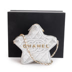 2024 Metallic Silver Leather Walk Of Fame Star Crossbody Bag w/ Box