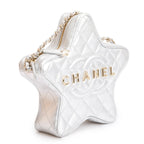2024 Metallic Silver Leather Walk Of Fame Star Crossbody Bag w/ Box