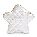 2024 Metallic Silver Leather Walk Of Fame Star Crossbody Bag w/ Box