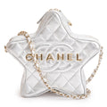 2024 Metallic Silver Leather Walk Of Fame Star Crossbody Bag w/ Box