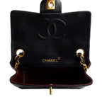 Vintage Black Lambskin Classic Mini Square Flap w/ Authenticity Card