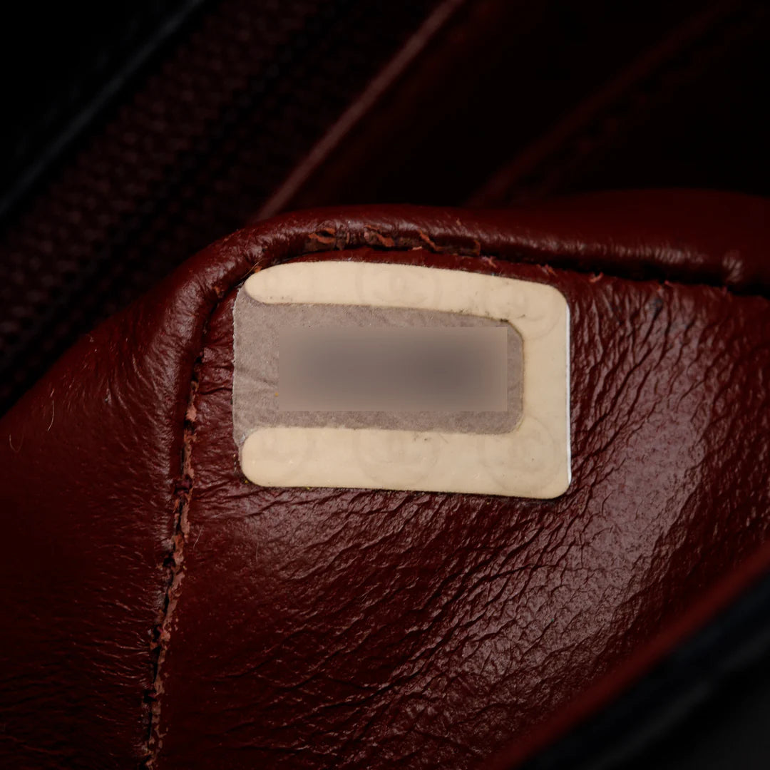 Vintage Black Lambskin Classic Mini Square Flap w/ Authenticity Card