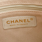 Beige Lambskin Leather Camellia Tote Bag