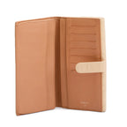 Beige Lambskin Leather Continental Flap Wallet