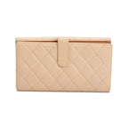 Beige Lambskin Leather Continental Flap Wallet
