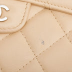 Beige Lambskin Leather Continental Flap Wallet