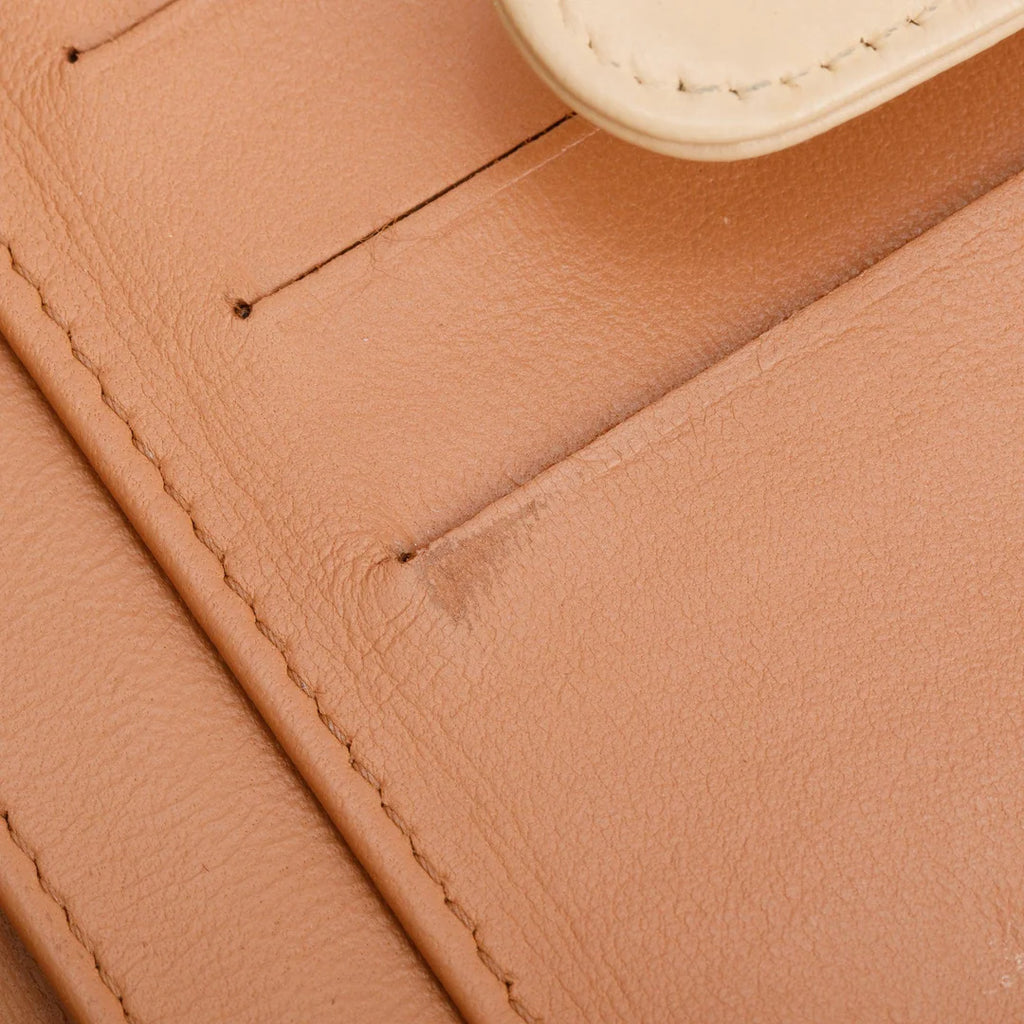 Beige Lambskin Leather Continental Flap Wallet