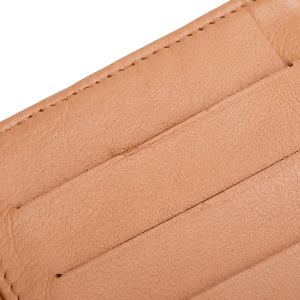 Beige Lambskin Leather Continental Flap Wallet