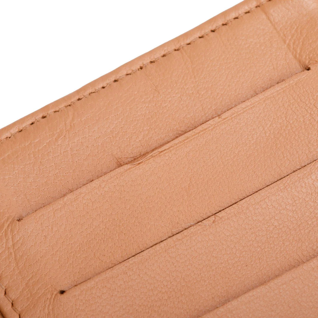 Beige Lambskin Leather Continental Flap Wallet