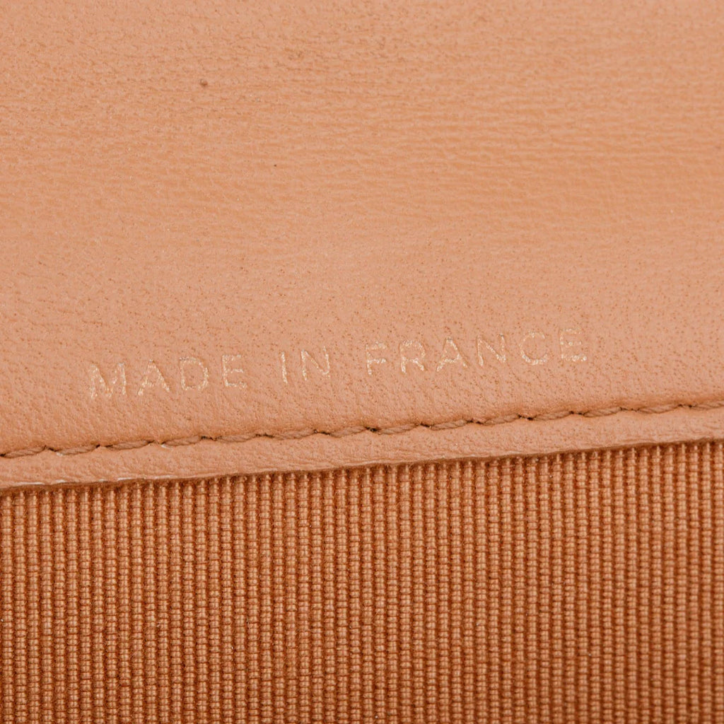 Beige Lambskin Leather Continental Flap Wallet