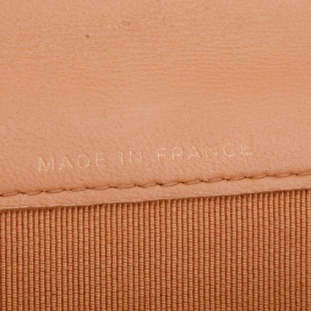 Beige Lambskin Leather Continental Flap Wallet